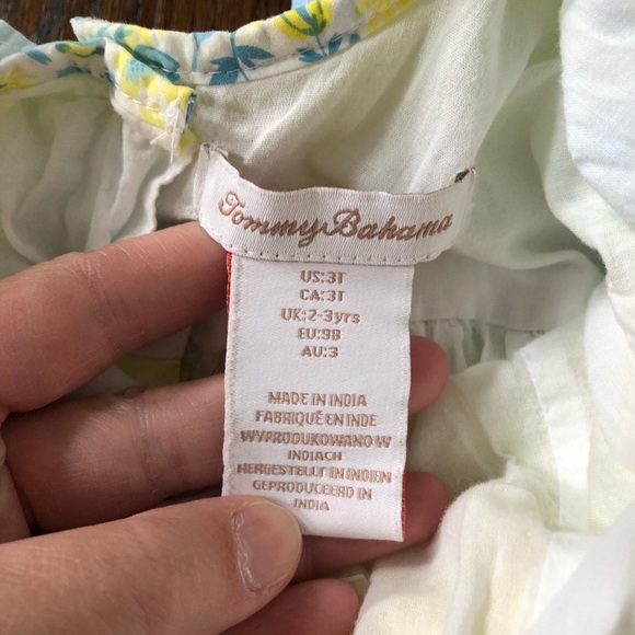 *EUC* Tommy Bahama Girls 3T Blue/Yellow/White Flutter Sleeve A-Line Summer Dress - Picture 6 of 10